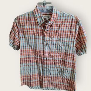 Free Assembly  Mens Blue and Orange Casual Button Down Shirt Size M